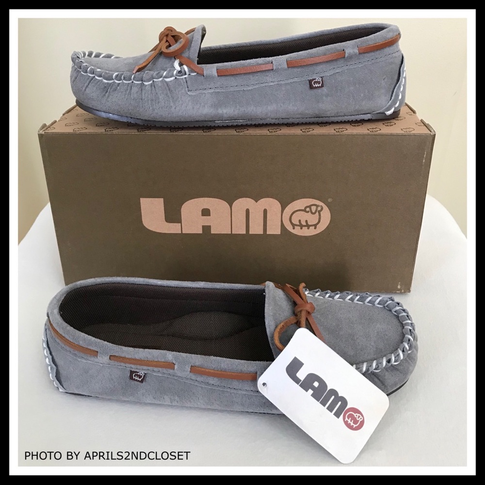 GREY GENUINE SUEDE SLIP ON MOCCASIN FLATS - Picture 4 of 8